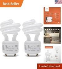 Compact Fluorescent GU24 2 Prong Light Bulb Base, T2 Mini Spiral, 13W 60 Watt...