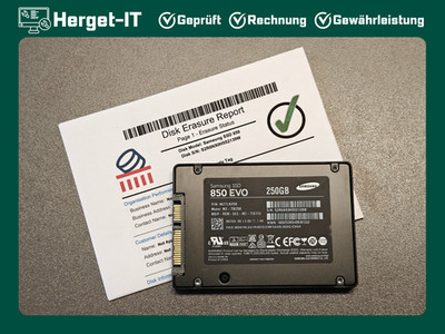 Samsung 850 EVO 250GB SSD 2,5 Zoll SATA III MZ-75E250 geprüft mit Löschprotokoll