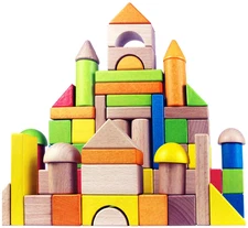 Wooden Building Blocks Set for Kids - Stacker Stacking Game Construction Toys