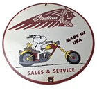 Vintage Indian Motorcycles Sign - Gas Pump Service Station Biker Porcelain Sign