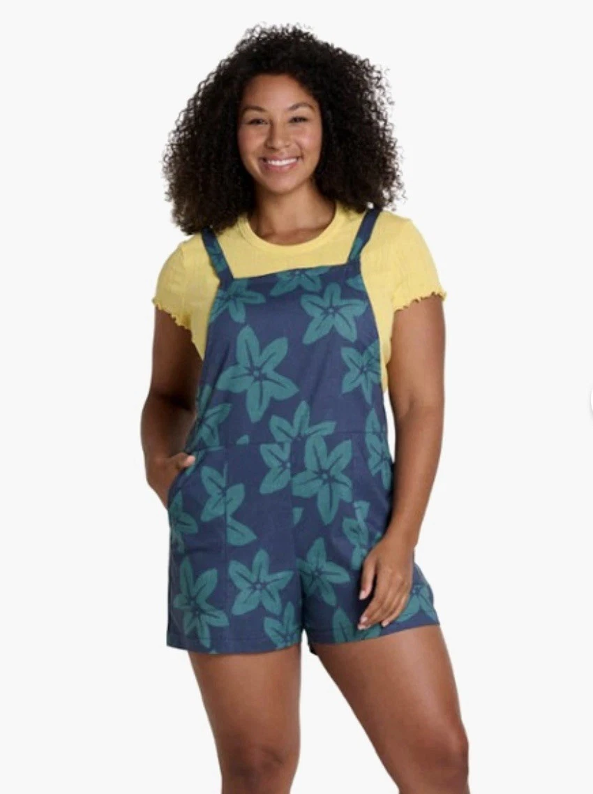 Women’s Toad & Co Shorteralls Taj Hemp Floral Print Overalls M Gorpcore Outdoor