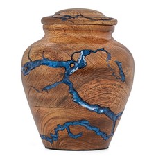 Unique Wooden Urn for Human Ashes Adult Male  Female   Blue Epoxy Resin Hand...