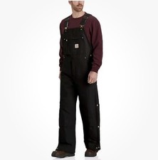Carhartt Mens Insulated Bib Overalls Loose Fit Firm Duck Black S Reg OR4393-M