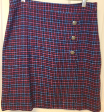 Talbots Womens Skirt 6 Plaid Buttons Side Zipper Wool Mini Naughty Librarian