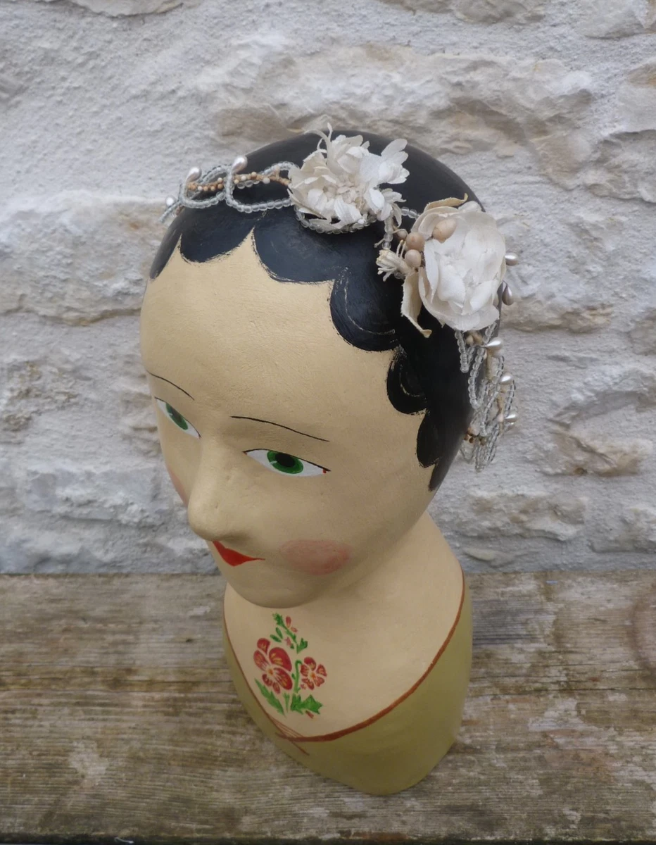 Poupée De Salon Vers 1920 – Mariée Couronne Dentelle – Sous Cadre – Pièce Unique