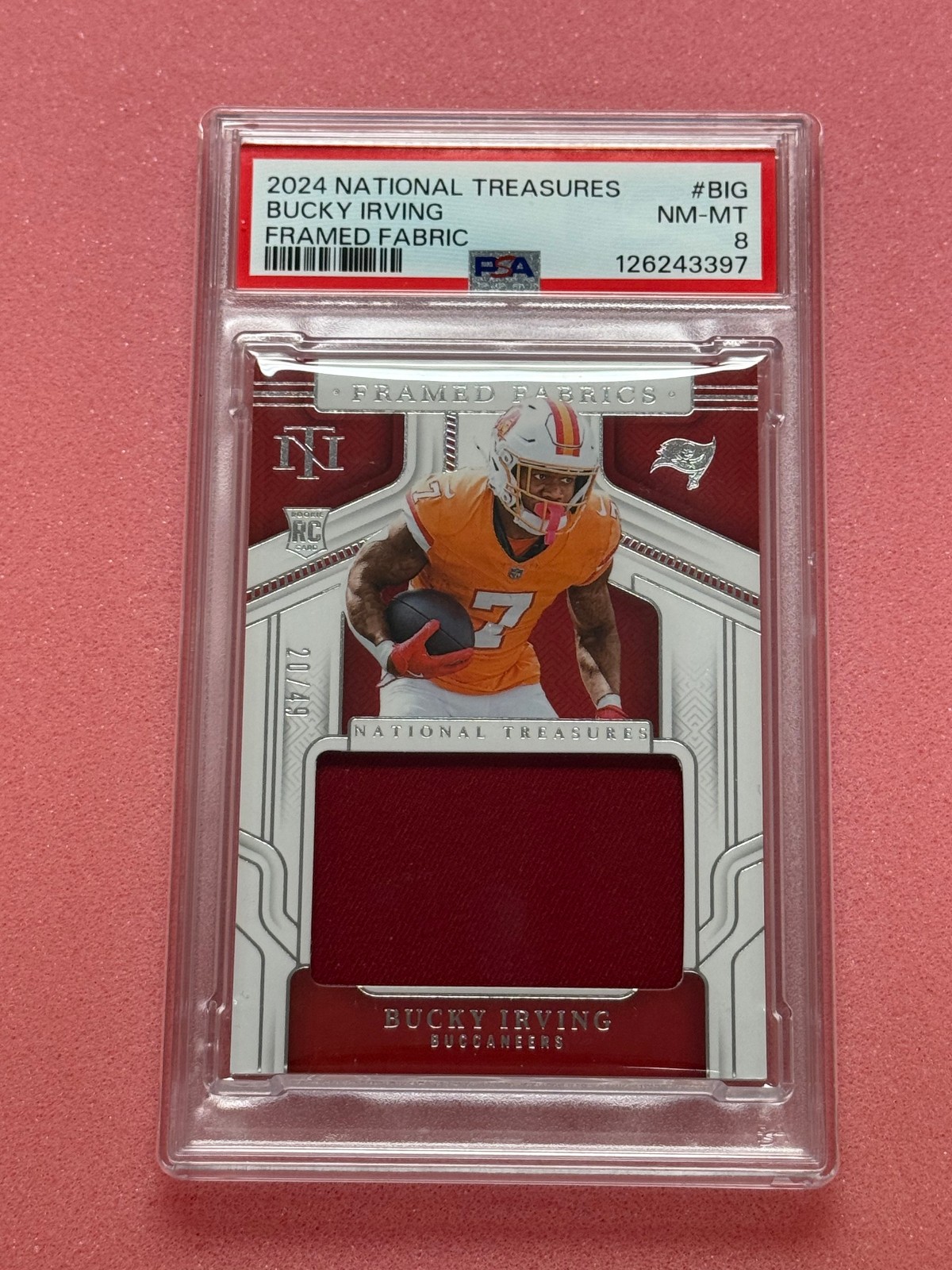 BUCKY IRVING 2024 NATIONAL TREASURES FRAMED FABRICS ROOKIE PATCH RC /49 Q4060