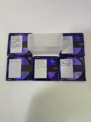 5 Sony 80 Minute Color collection Purple MiniDisks Used/Untested w/case