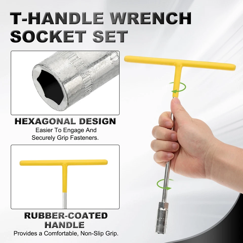 7 peças conjunto de soquete chave alça T 8mm a 14mm soquete de 6 pontos com longo alcance - Imagem 4 de 4