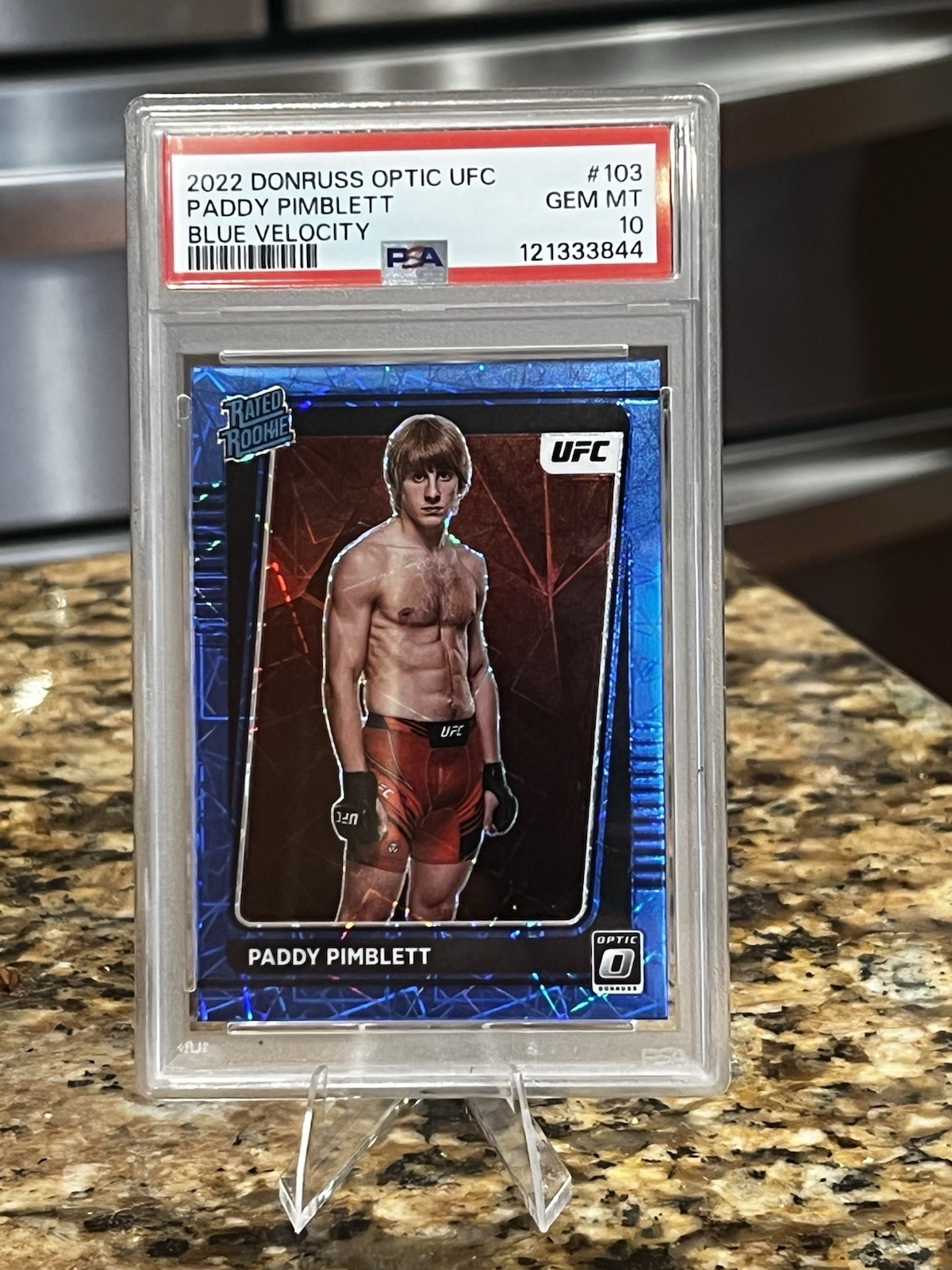 2022 Donruss Optic UFC Paddy Pimblett Blue Velocity #103 PSA Gem Mint 10