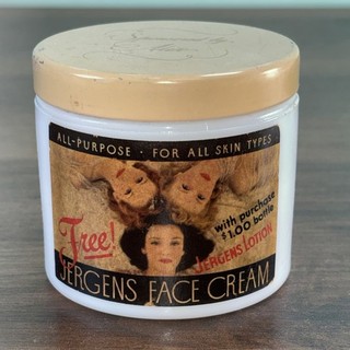 Vintage Jergens All Purpose Face Cream Milk Glass 3.5 Ounces Paper Label Women