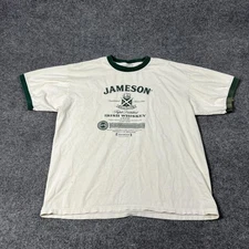 Jameson Irish Whiskey Shirt Mens XL White Green Ringer Graphic Vintage