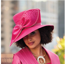 Ashro Rasberry Pink Formal Wedding Church Party Becca Bow Embellished Hat