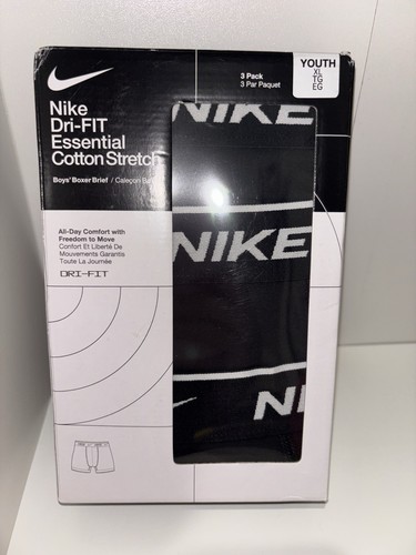 Nike Dri Fit Boys Boxer Briefs size XL 3pack, Black