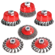 4 1/2" Angle Grinder Wire Wheel Set - 6 Packs, 4&3 Inch Brush Cup, Heavy&Light D