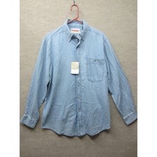 Wrangler Rugged Wear Mens Blue Denim Button Down Shirt 10RAL08DM L