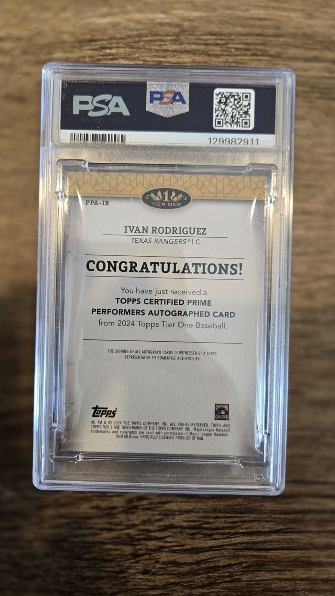Auto GEM MT 10 PSA 8 2024 48/99 Ivan Rodriguez Topps Tier One