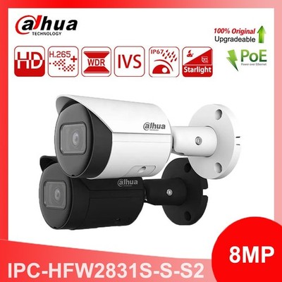 Dahua Original IPC-HFW2831S-S-S2 8MP Starlight IR IP67 H.265+ Bullet IP Camera