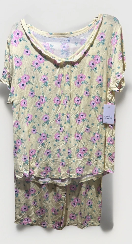 NOVO! Conjunto de Pijama Feminino Croft and Barrow Roupa de Dormir Tamanho Grande Nika Floral - Imagem 2 de 4