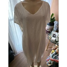 White Eyelet Embroidered Pintuck V-Neck Shift Dress Short Sleeve XXL EU 52 F 20