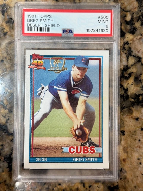 1991 Topps Desert Shield Greg Smith #560 PSA 9 CUBS RARE HIGH GRADE
