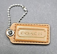 2" Medium COACH BROWN SUEDE LEATHER KEY FOB BAG CHARM KEYCHAIN HANG TAG
