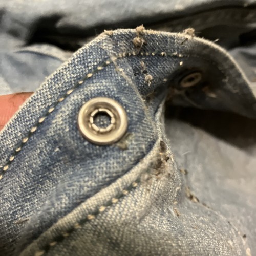 Alden’s Sanforized Pearl Snap Denim Shirt Vtg Repaired Rustic Patched - Picture 19 of 24
