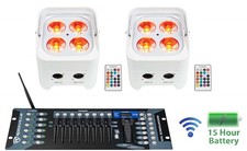 2 Rockville BEST PAR 50 White Battery Wash Lights Wireless DMX Control RGBWA UV