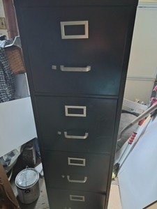 BLACK METAL FILE CABINET- 4 DRAWER 