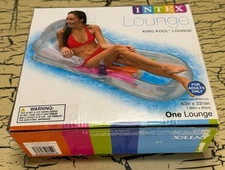 Intex King Kool Lounge Floating Swimming Pool Lounger with Headrest & Cupholder