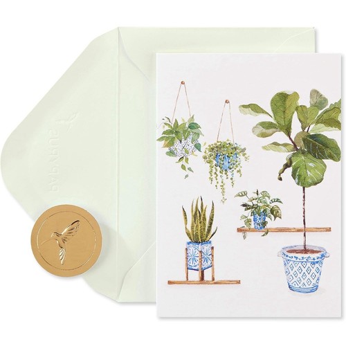 PAPYRUS Spring Green Potted Plants Blank Note Cards w/Envelopes Set of 12 *READ