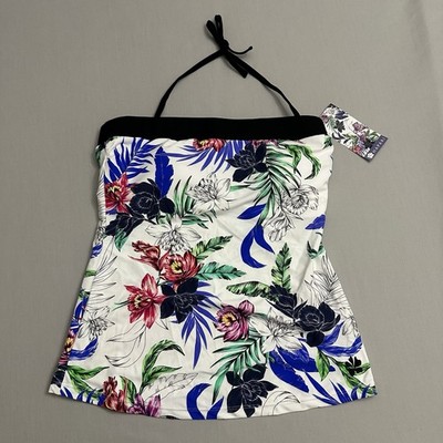 HAPARI Paradise Classic Bandeau Tankini Top Large L Removable Strap Swim SPF 50+