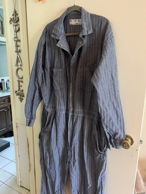 Vtg overalls Engineered Work Garments CCA 1, sz 50 USA 100% cotton herringbone