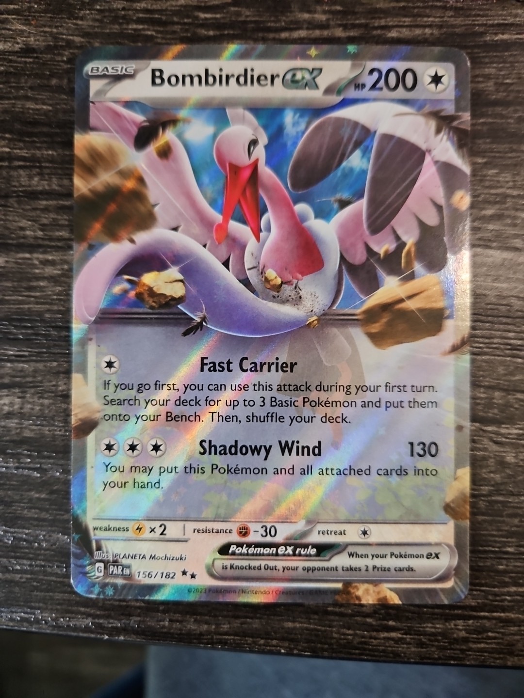 Bombirdier ex 156/182 Paradox Rift Double Rare HOLO Pokemon Card NM