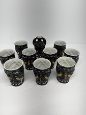 Vintage 1960’s 10 Pc Set Of Bralatta Demi Sec Decanter & Tiki Mugs Voodoo Mask