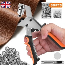 EYELET PLIERS HOLE PUNCH COMPLETE TOOL KIT SET WITH 500PCS 10MM EYELETS CRAFT