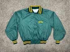 90s Perrier Satin Jacket Adult Size XL GREEN & Gold Upstream Rare Made In USA