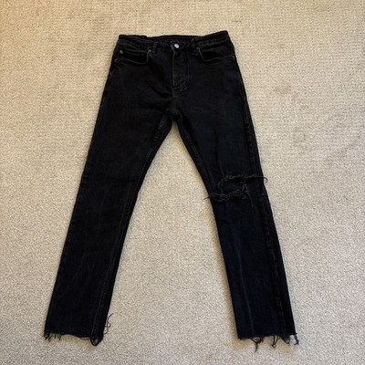 Ksubi Chitch Knight Rider Black Denim Skinny Jeans Men 32/28 Raw Hem Distressed