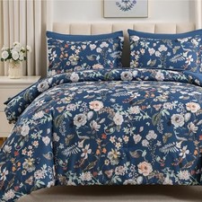 7 Piece Comforter Set Butterfly Floral Comforter Set with King Peacock Blue