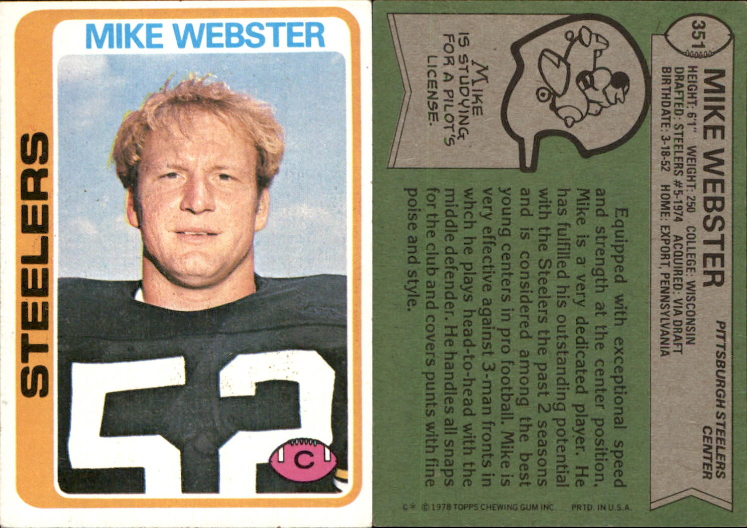 Mike ster 1978 Topps 351 Card Pittsburgh Steelers FREE SHIP eBay