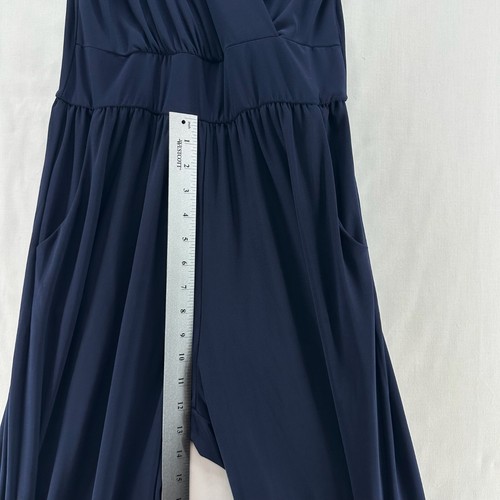 Gilli Jumpsuit Womens M Sleeveless Surplice V-Neck Wide-Leg Shirred Flowy Blue - Picture 12 of 13