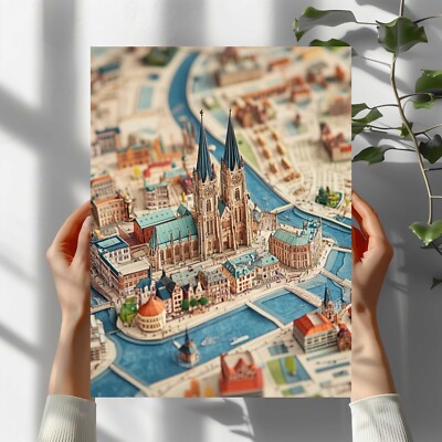 Hamburg City Map Premium Poster Schöne Wanddeko Dekoration in 40X30 cm