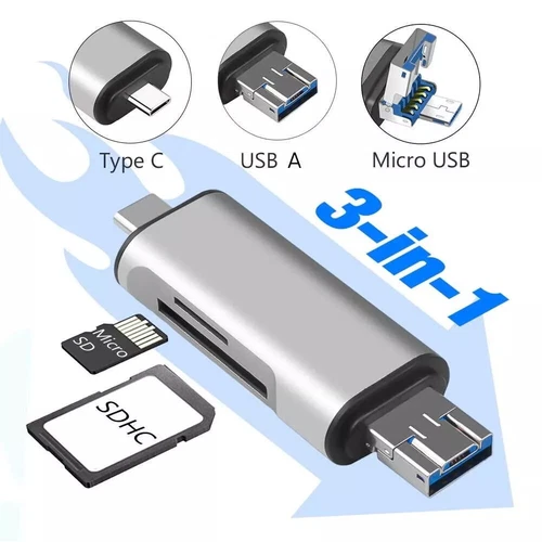 SD Kartenleser OTG 3 in 1 USB Hi-Speed/Micro USB/Typ C
