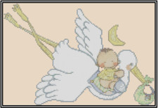 Baby Special Delivery Stork Counted Cross Stitch Chart No.50-116