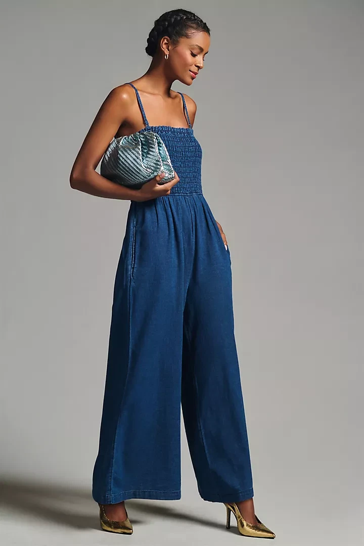 NWT Anthropologie Pilcro Smocked Jumpsuit Large
