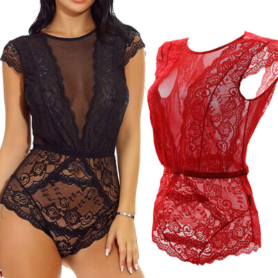 Womens Sexy Lingerie Lace Romper Teddy One Piece Bodysuit Babydoll  Sleepwear US | eBay