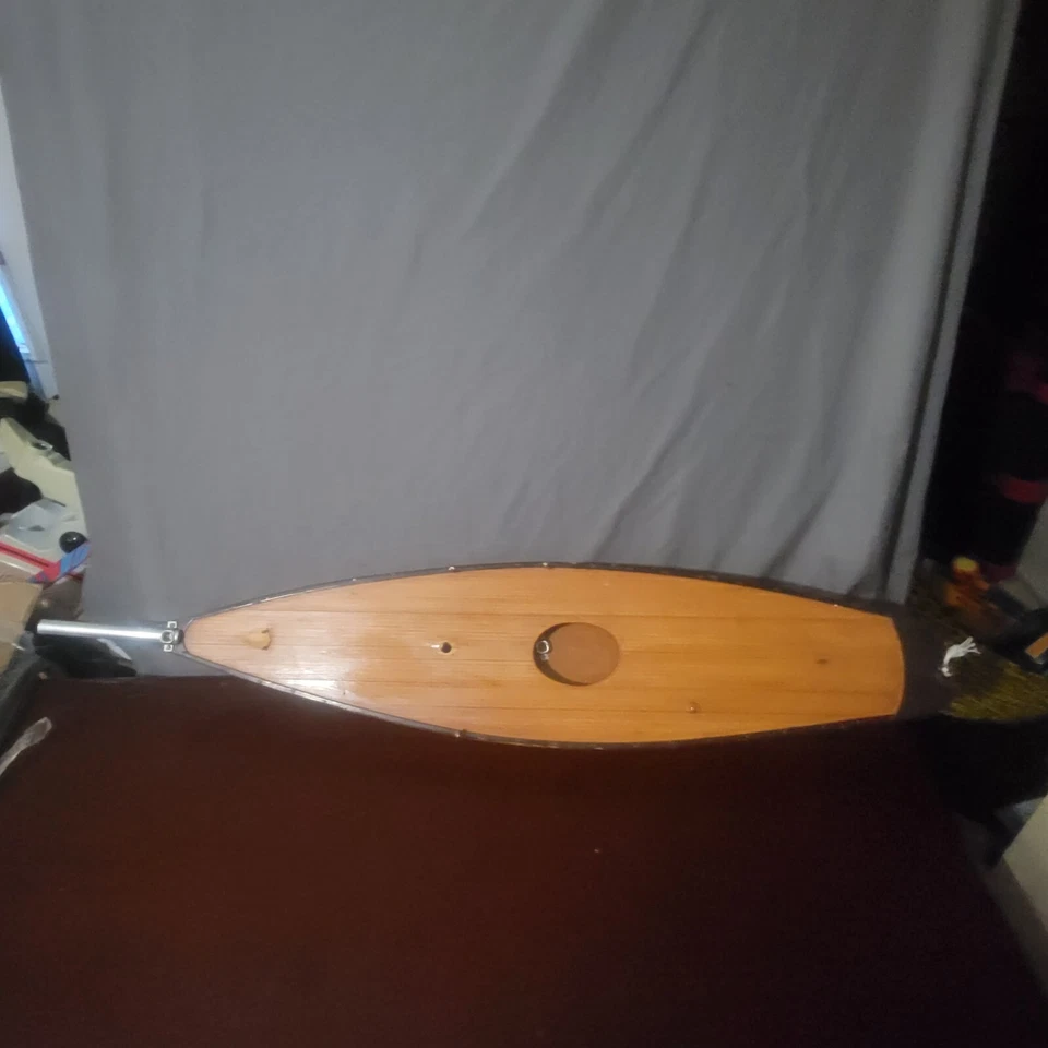 Antique Wooden Pond Boat Model Sailboat Yacht Nautical Collectible 3.3 Ft Long - Image 2 of 4