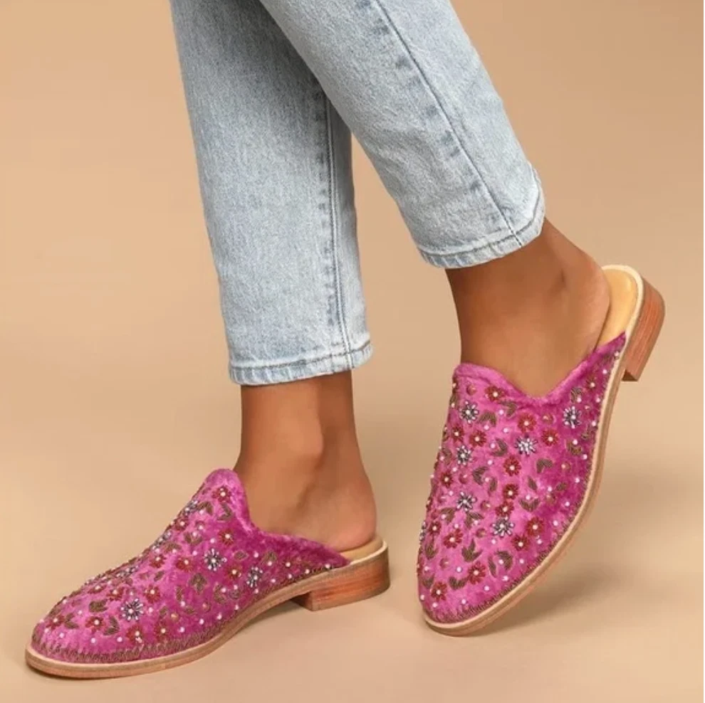 Pink loafer sale mules