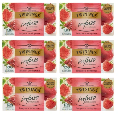 6x Twinings,Aufguss mit Himbeer- und Granatapfelgeschmack 20 Filtern