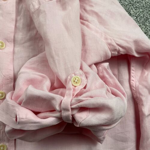 Polo Ralph Lauren Shirt Men XLT Pink Button Roll Tab Long Sleeve Linen Pockets - Picture 11 of 14