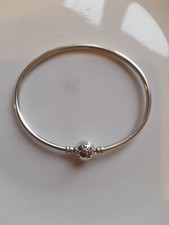 Chamilia 18cm silver 925 snap clasp brilliance bangle charm bracelet